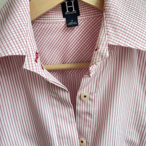 NWT Hilfiger 100% Cotton Light Pink Stripe Button Down Shirt - Picture 6 of 9